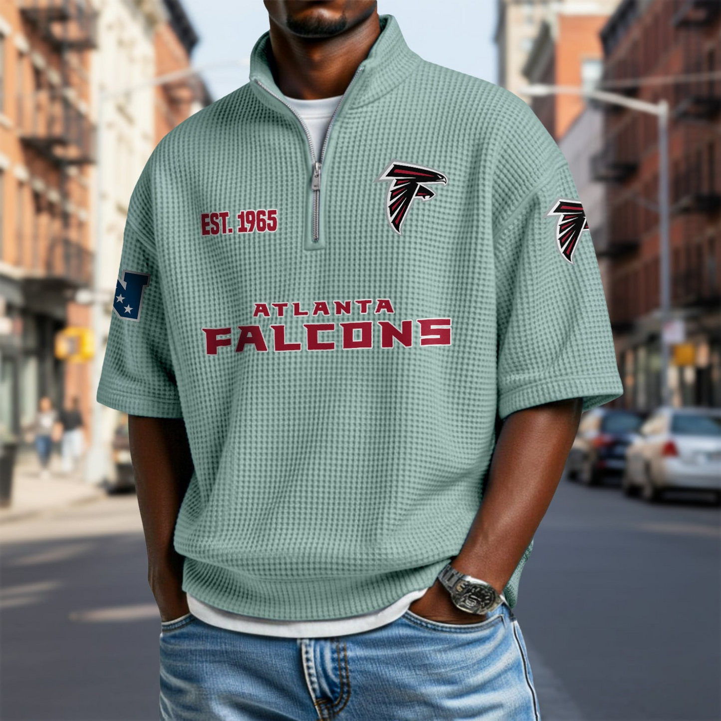 ATL x NFL Waffle Short Sleeve Polo Shirt DatND DVT