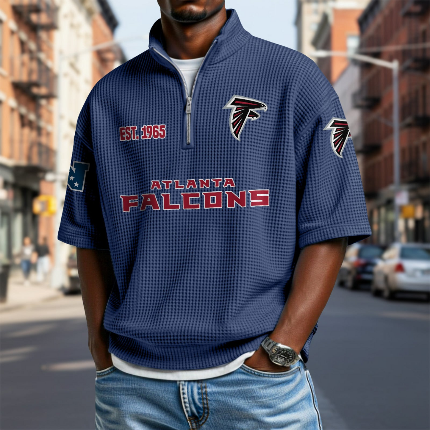 ATL x NFL Waffle Short Sleeve Polo Shirt DatND DVT