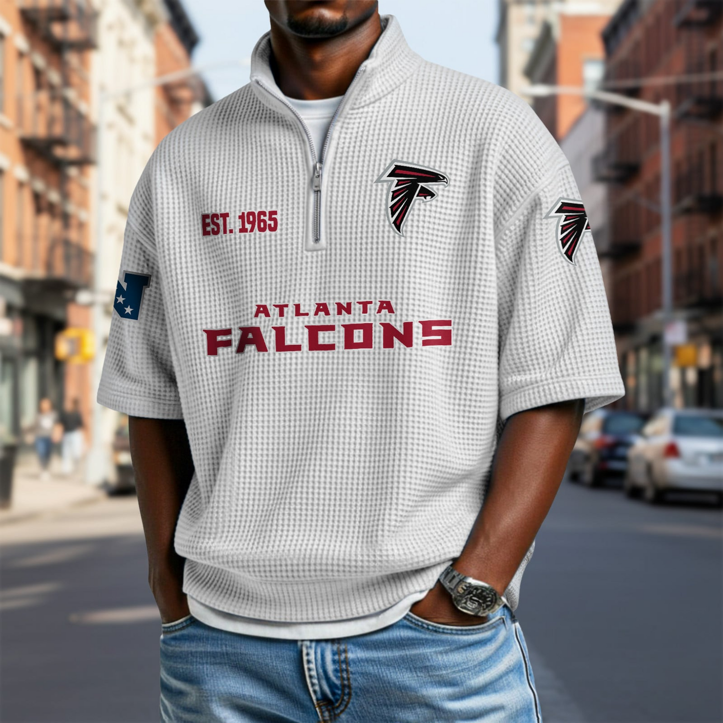 ATL x NFL Waffle Short Sleeve Polo Shirt DatND DVT