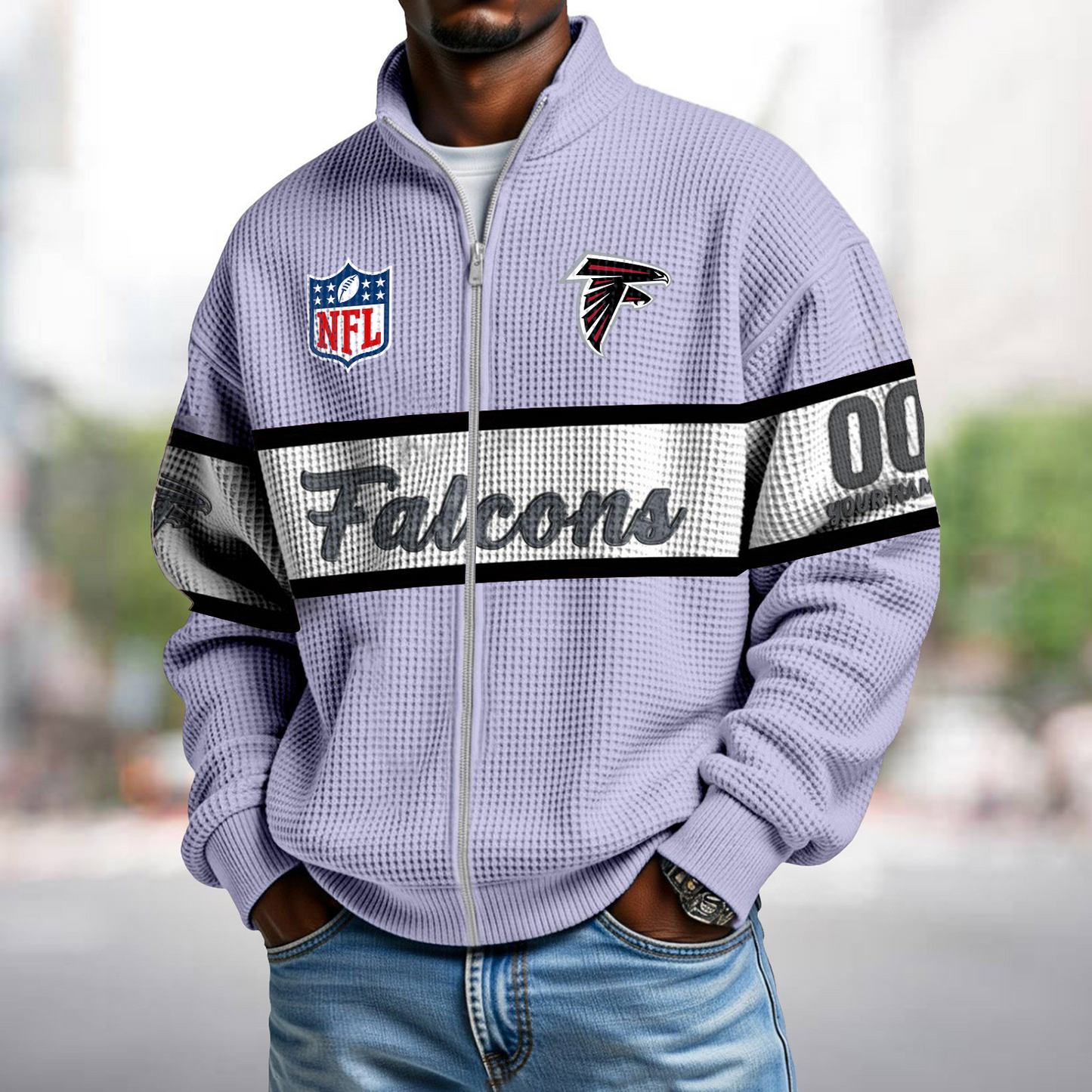 ATL x NFL Waffle Zip-Up Sweatshirt DATND TANTD