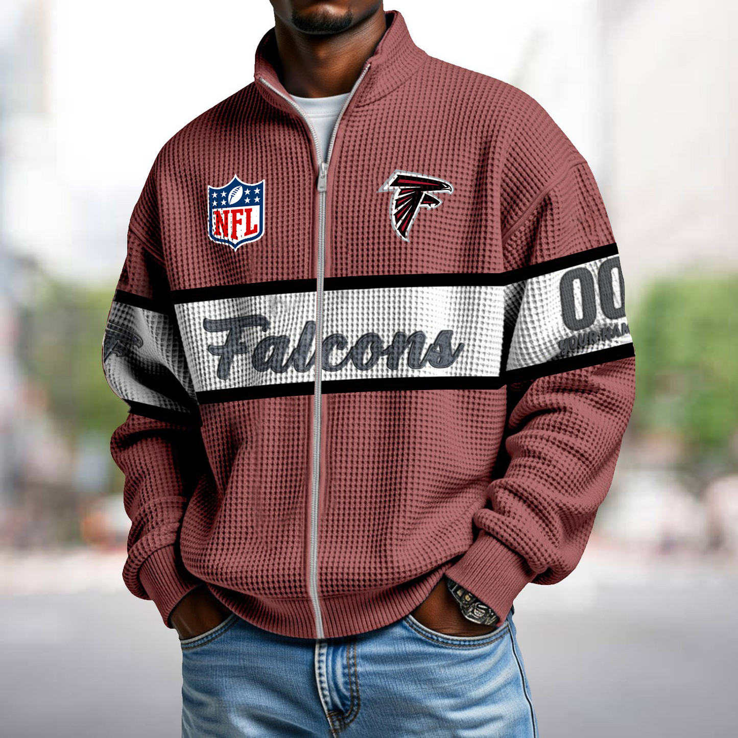 ATL x NFL Waffle Zip-Up Sweatshirt DATND TANTD