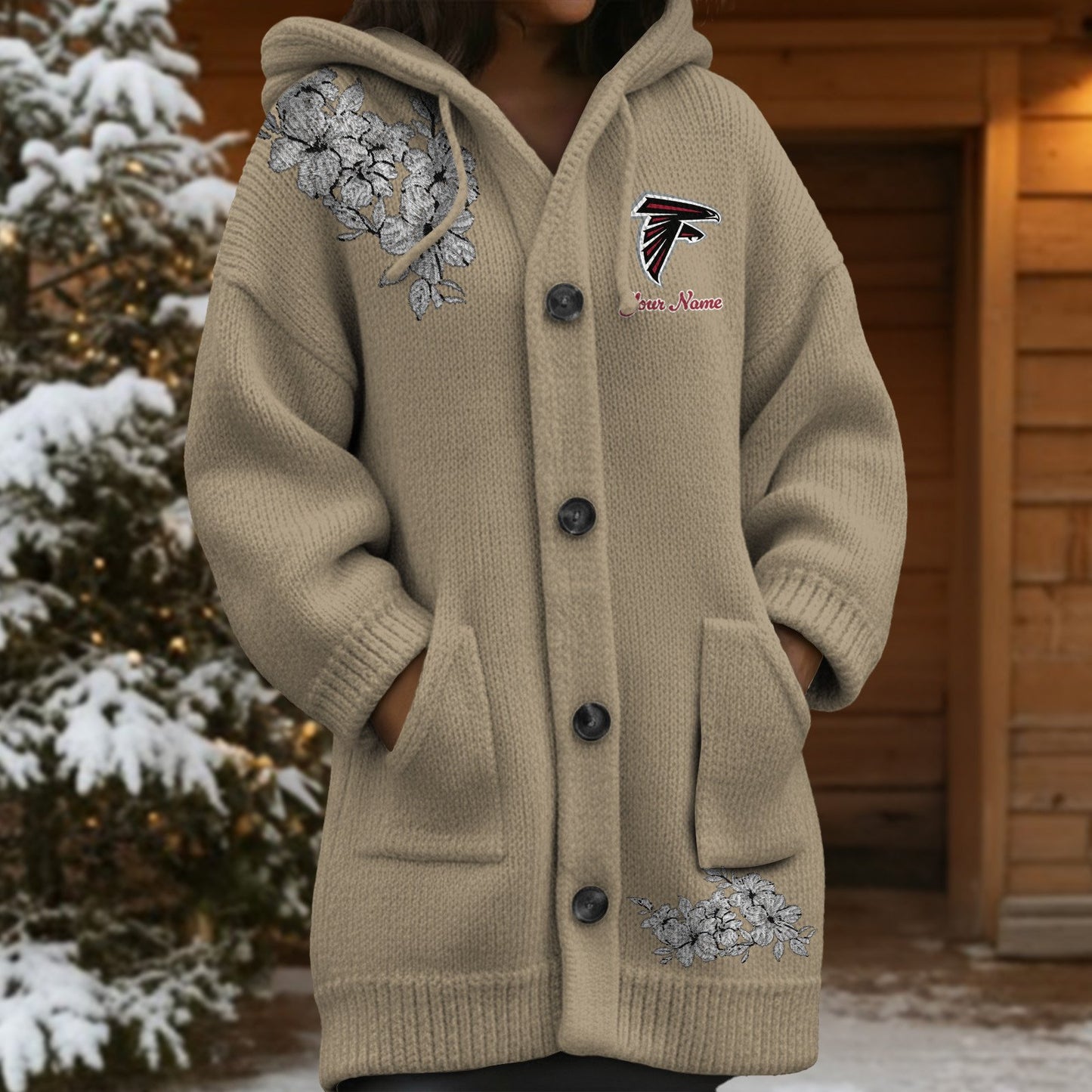 ATL x NFL Women's Casual Knitted Hooded Cardigan DATND TANTD 211125