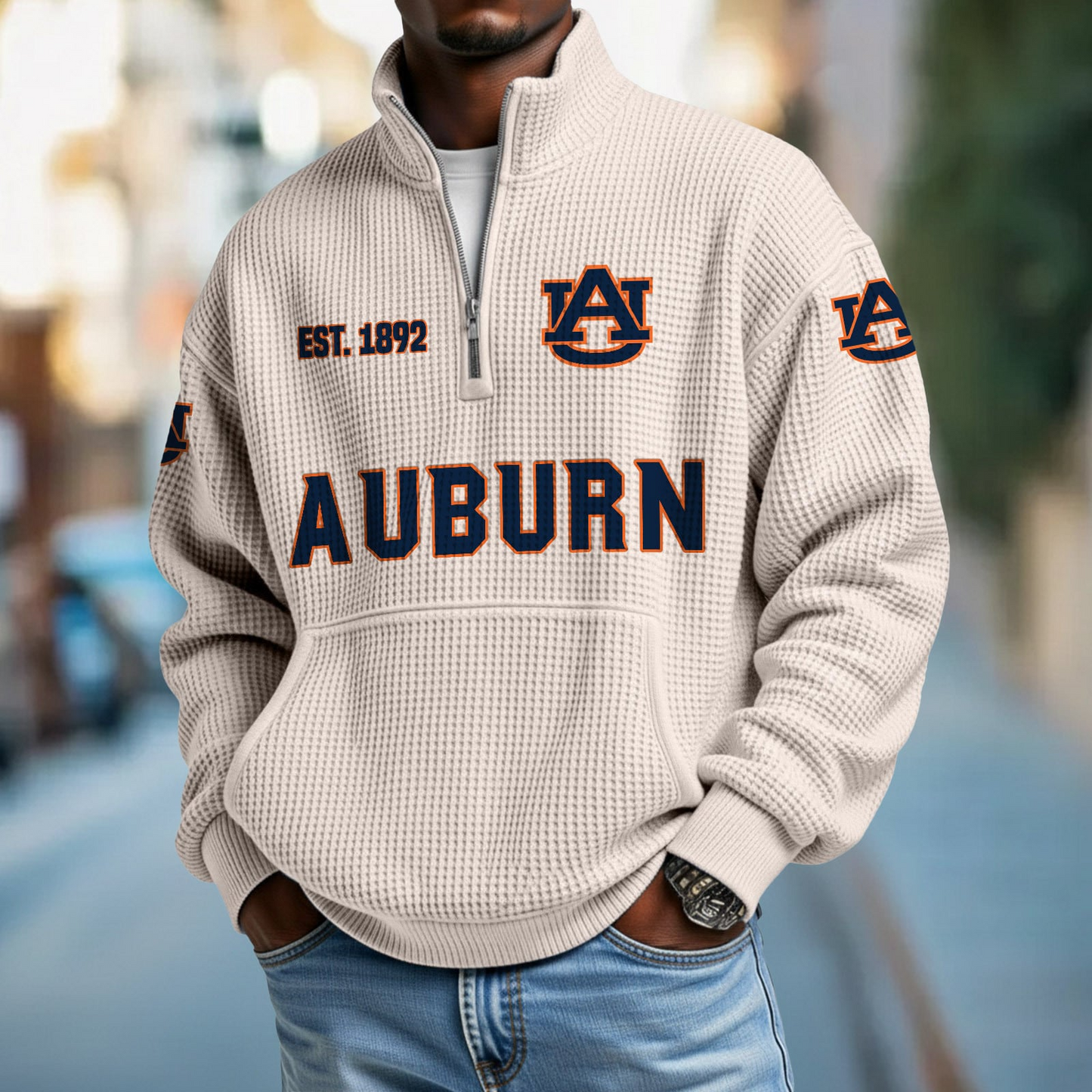 AUB x College Football - Waffle Stand Collar Half Zip Sweatshirt DatND DVT