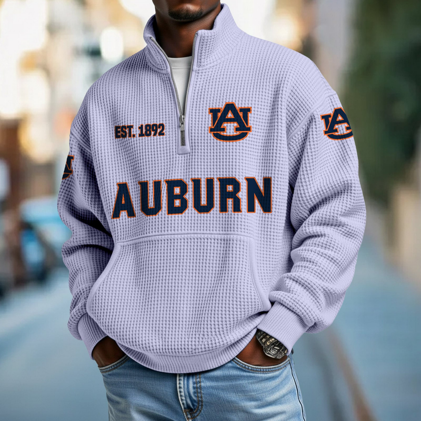 AUB x College Football - Waffle Stand Collar Half Zip Sweatshirt DatND DVT