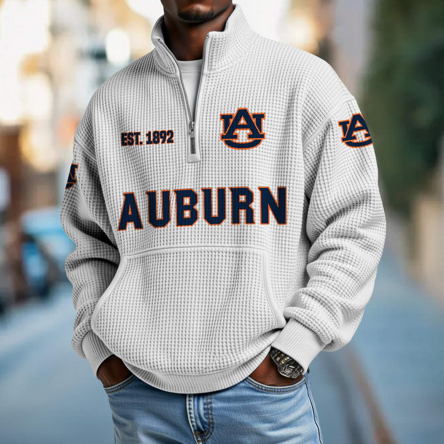 AUB x College Football - Waffle Stand Collar Half Zip Sweatshirt DatND DVT