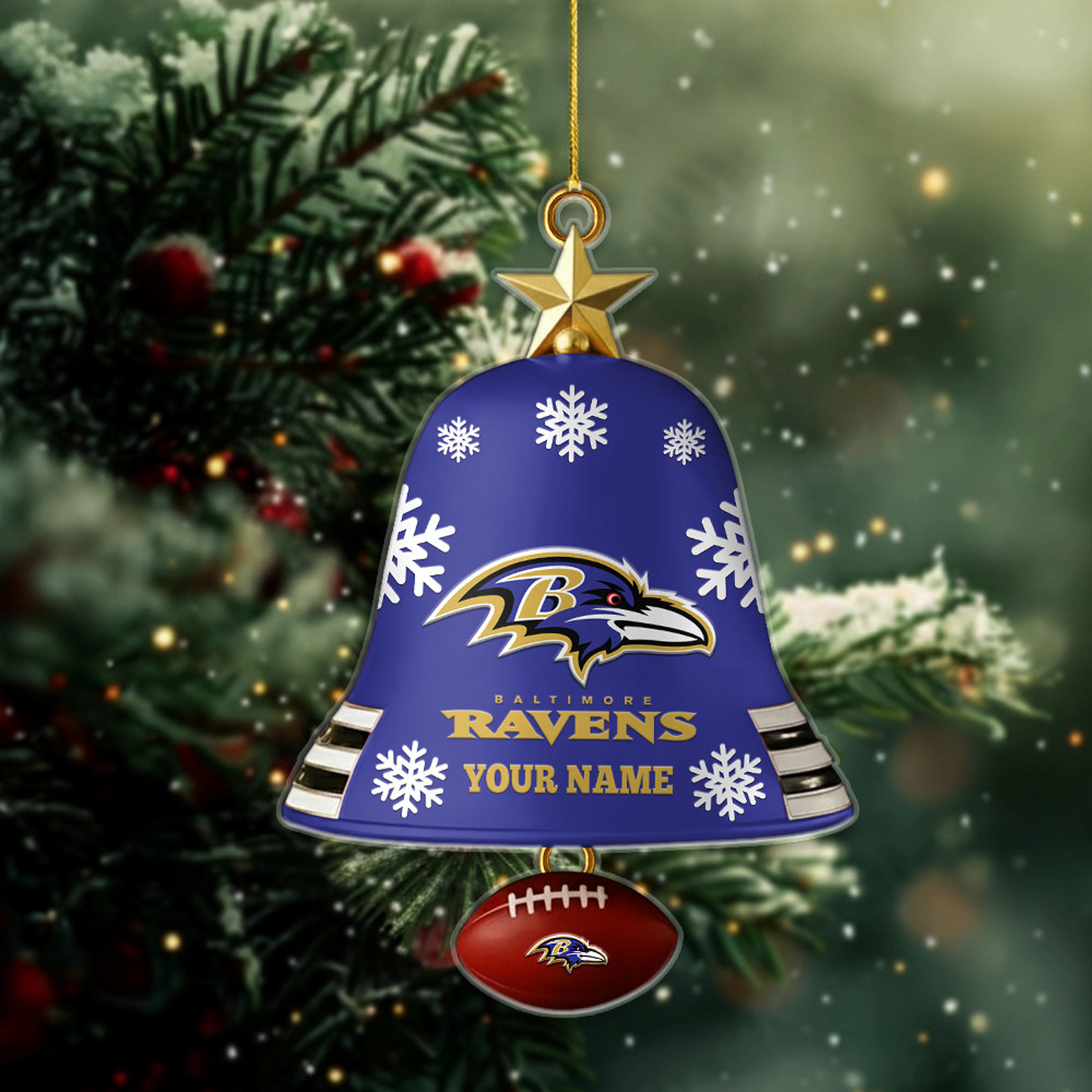 BAL x NFL Christmas Bell Ornament Custom Any Name DatND DVT