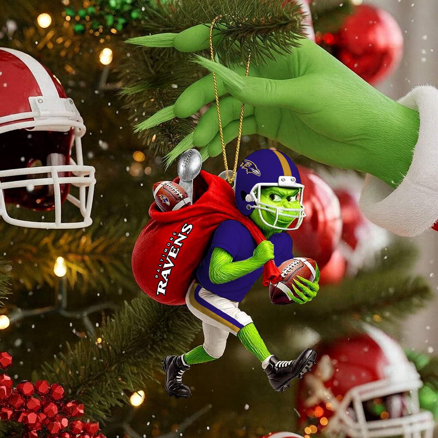 BAL x NFL Personalized Grinch Football Christmas DATND TANTD