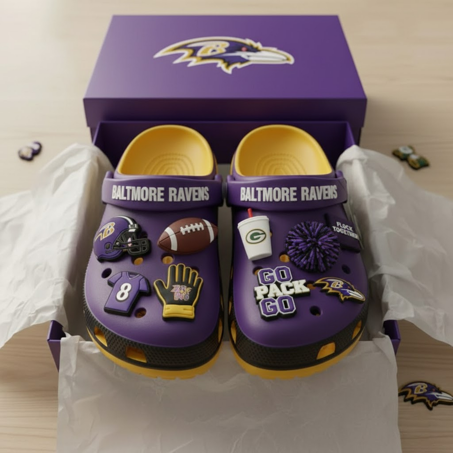 BAL x NFL Premium Crocs Clogs Shoes DATND TANTD