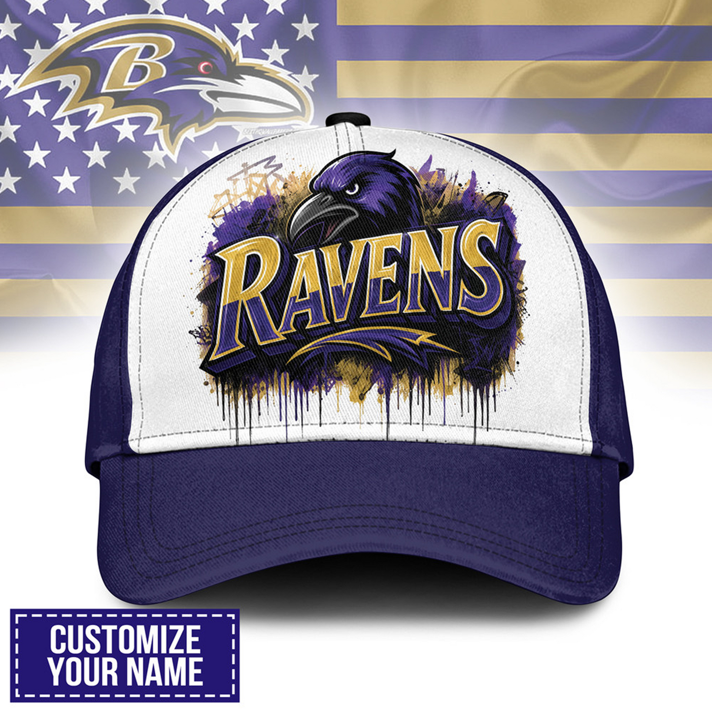 BAL x NFL Premium Custom Graffiti Team Cap