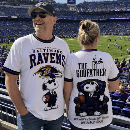 BAL x NFL Premium Funny Football Snoopy The Godfather Rule Maker Game Day 3D Shirt 0307