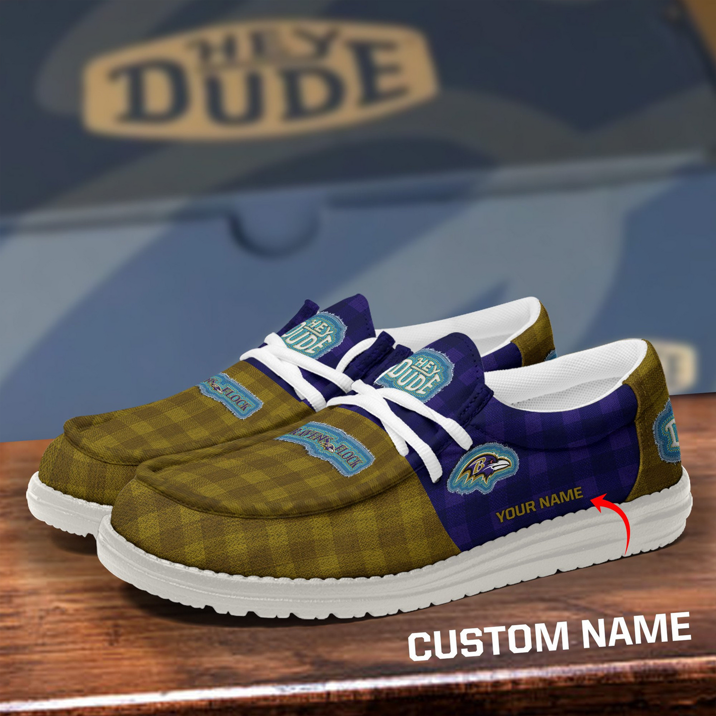 BAL x NFL Premium Hey Dude Shoes DATND TANTD