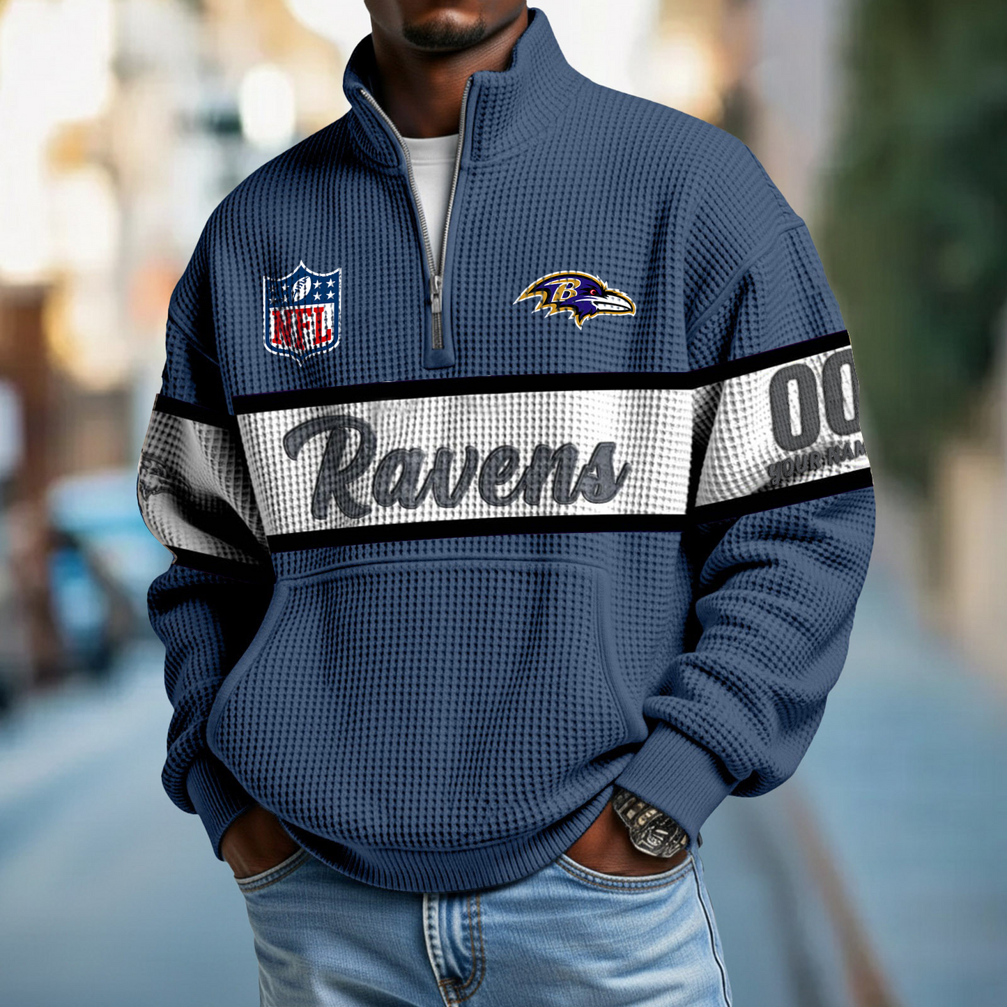 BAL x NFL Quarter-Zip Waffle Pullover DATND TANTD