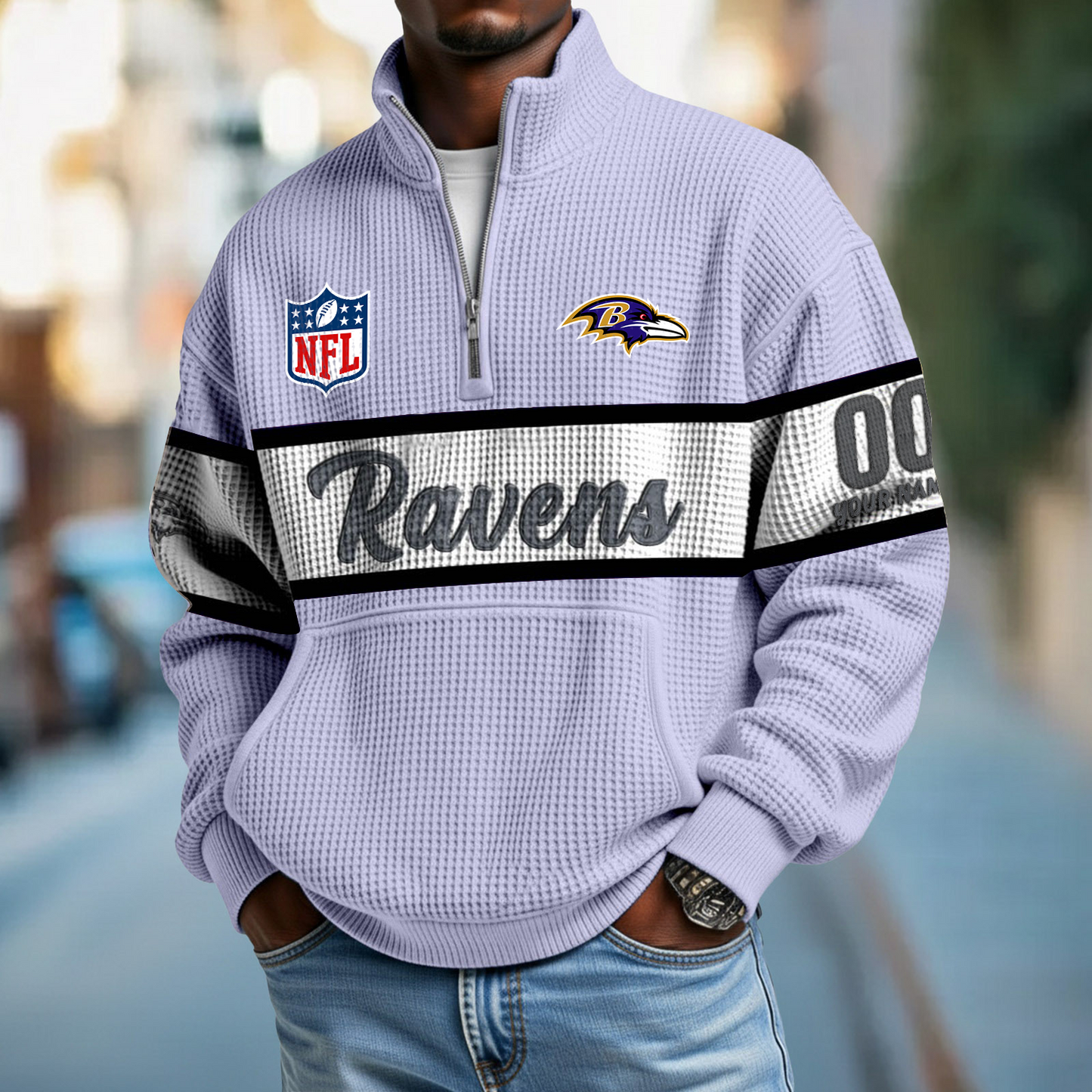 BAL x NFL Quarter-Zip Waffle Pullover DATND TANTD