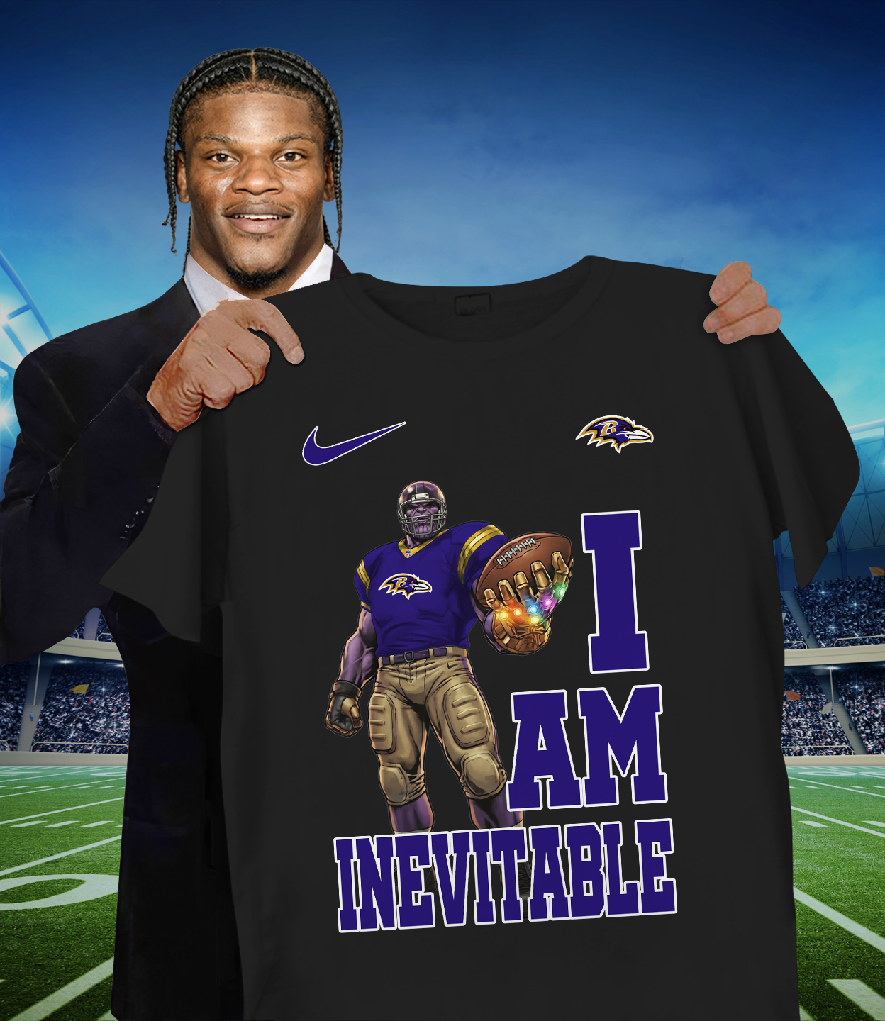 BAL x NFL Thanos I Am Inevitable T-Shirt DATND TANTD