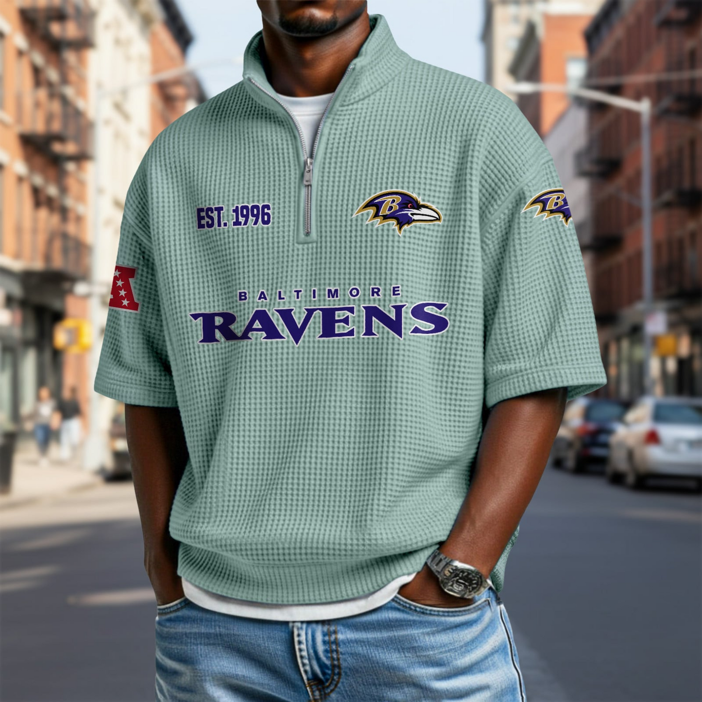 BAL x NFL Waffle Short Sleeve Polo Shirt DatND DVT