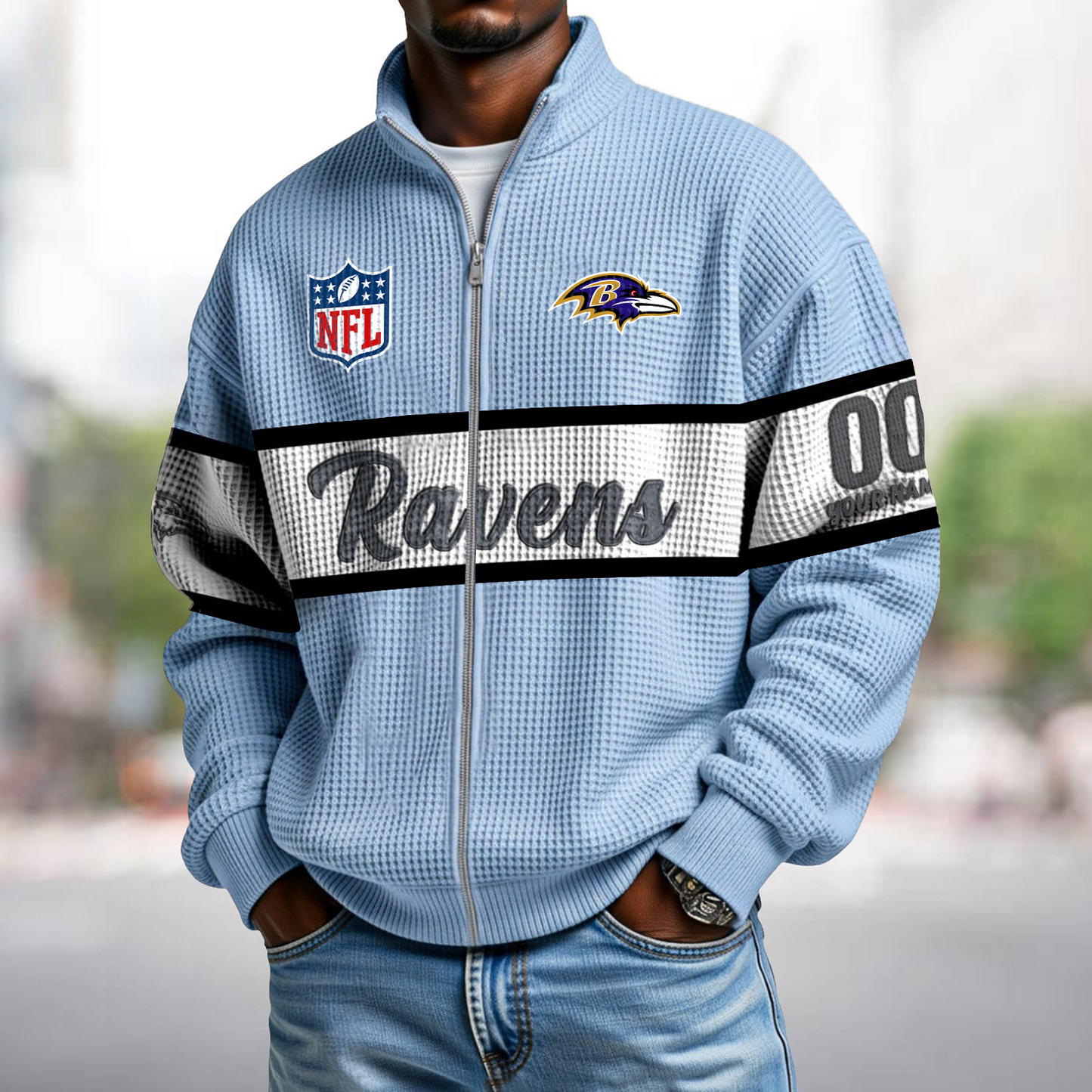 BAL x NFL Waffle Zip-Up Sweatshirt DATND TANTD