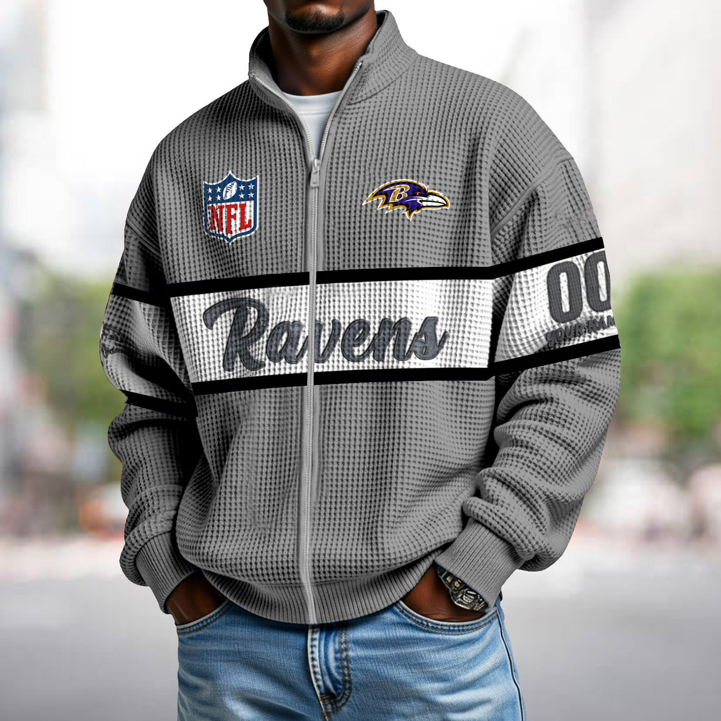 BAL x NFL Waffle Zip-Up Sweatshirt DATND TANTD