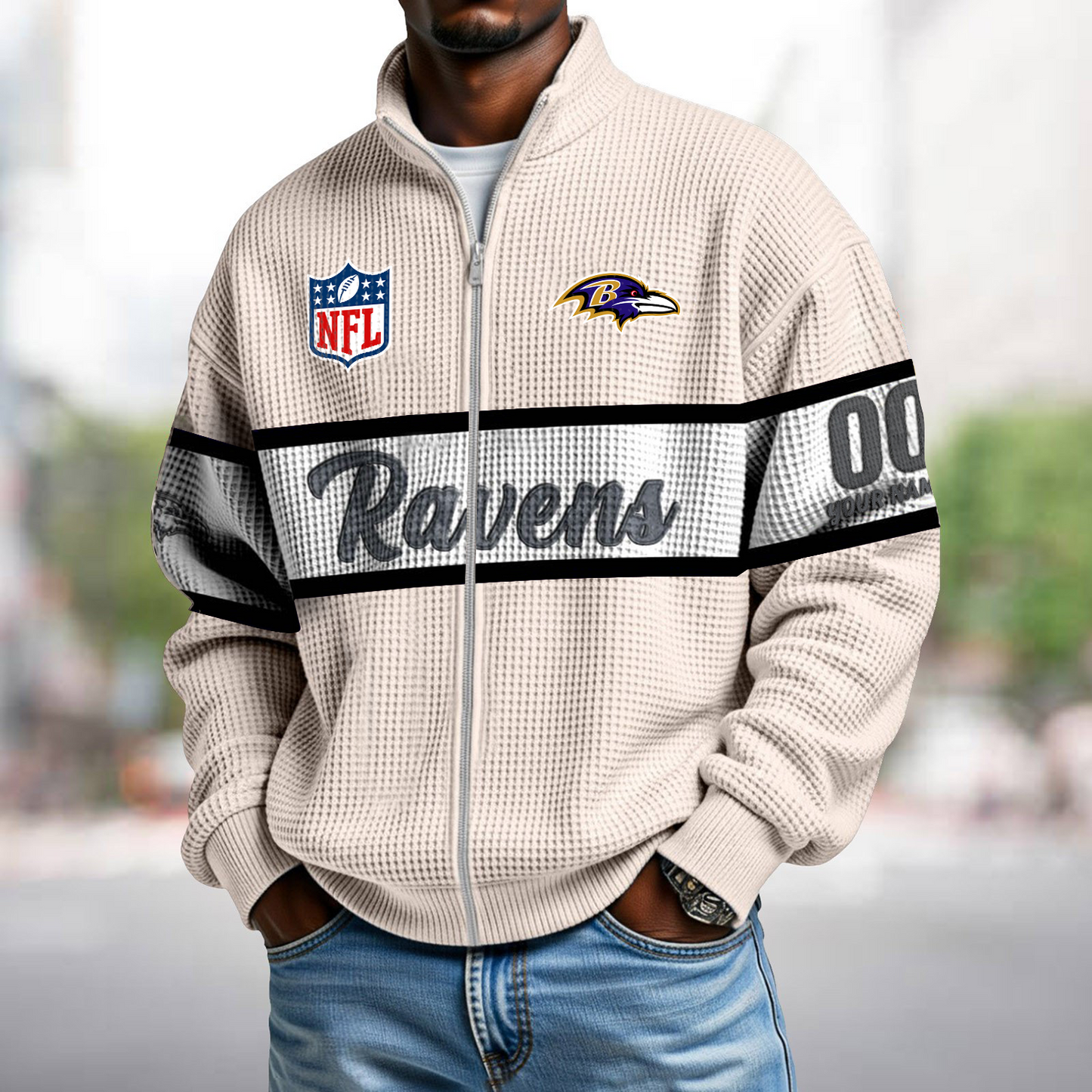 BAL x NFL Waffle Zip-Up Sweatshirt DATND TANTD