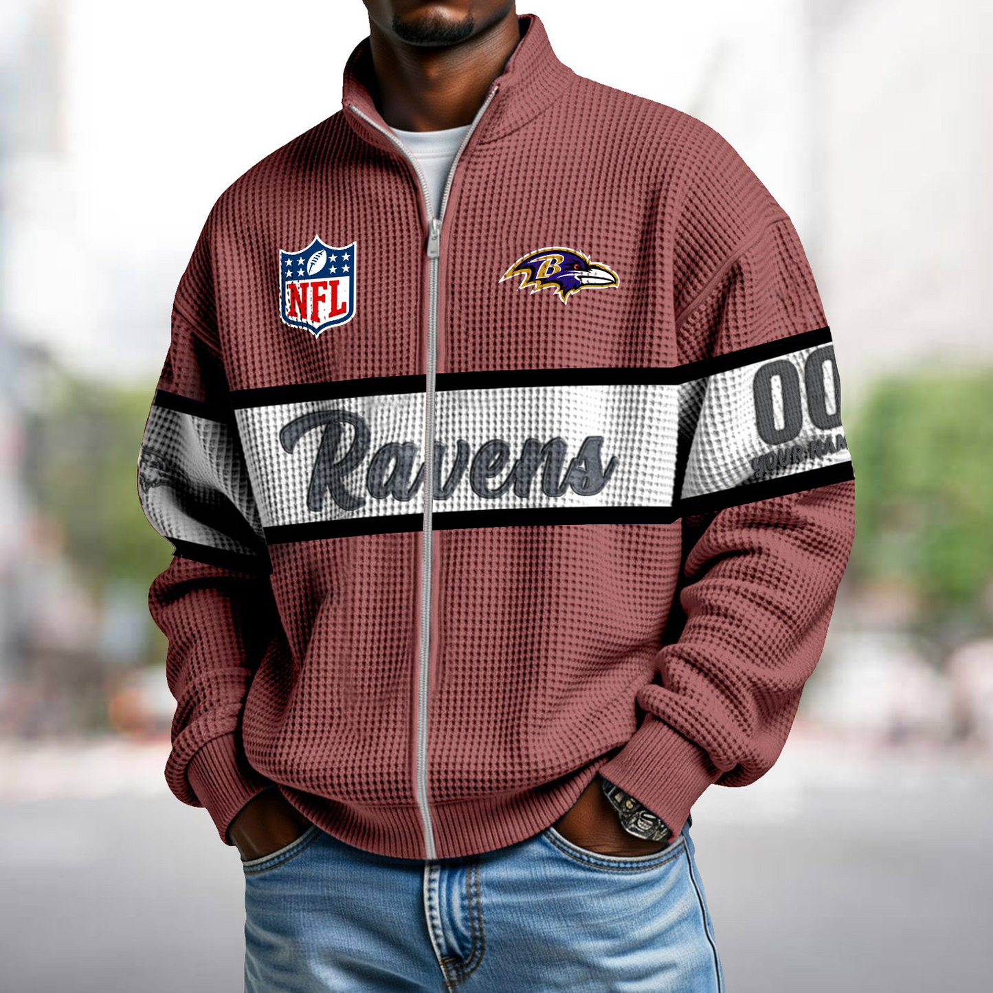 BAL x NFL Waffle Zip-Up Sweatshirt DATND TANTD