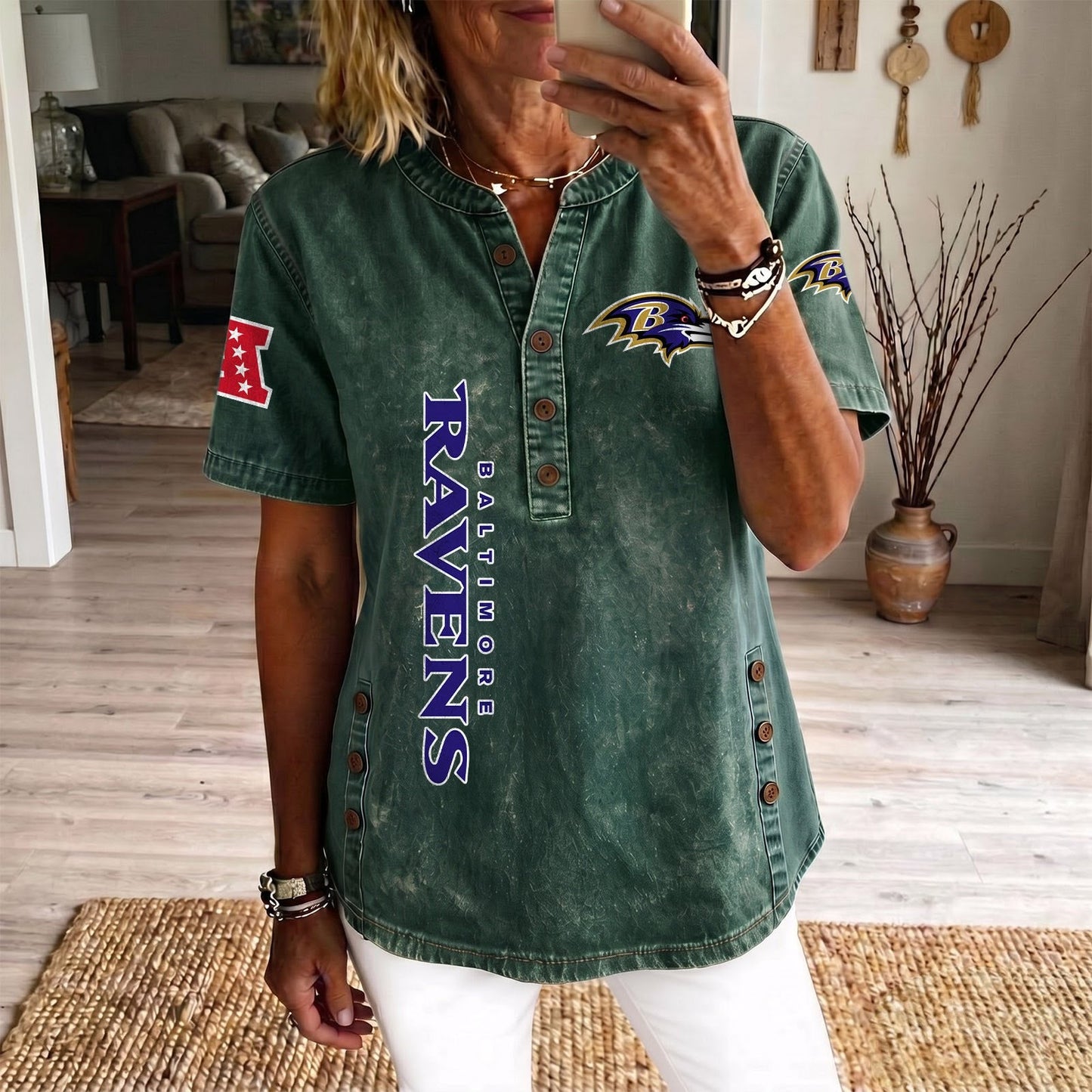 BAL x NFL Womenƒ??s Denim Casual Tops DATND LBN 190526