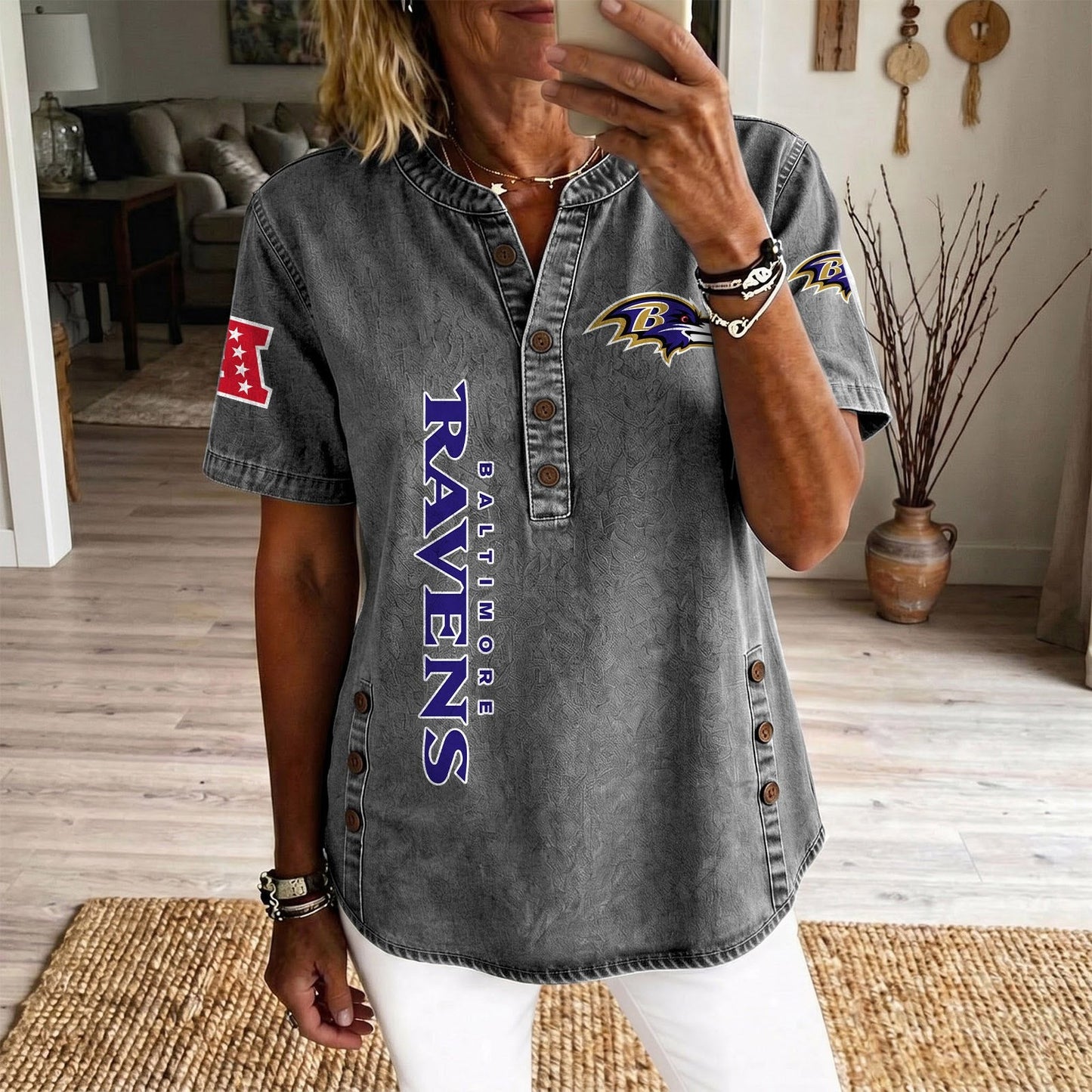BAL x NFL Womenƒ??s Denim Casual Tops DATND LBN 190526