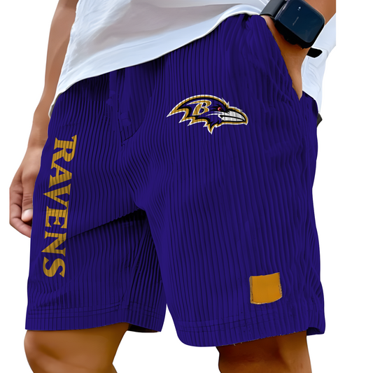 BAL x NFL Vintage Embroidered Logo Corduroy Stylish Lace-up Casual Shorts DATND TANTD 220526