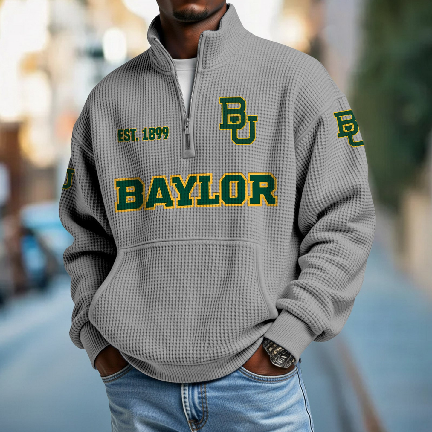 BAY x College Football - Waffle Stand Collar Half Zip Sweatshirt DatND DVT