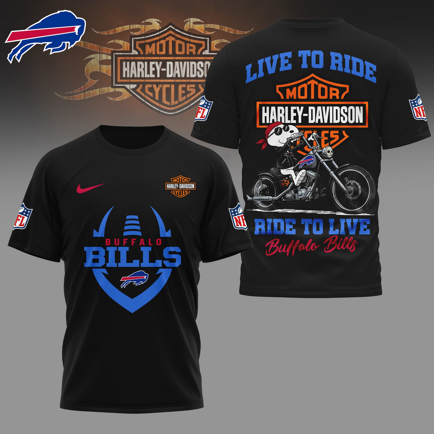 BB Premium NFL Snoopy Motorcycle 3D Shirt DDT CTND
