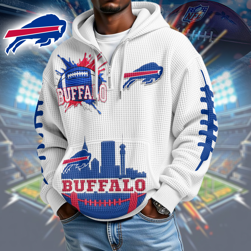 BB Premium NFL Waffle Zipper Long Sleeve Hooded Sweatshirt DDT CTND