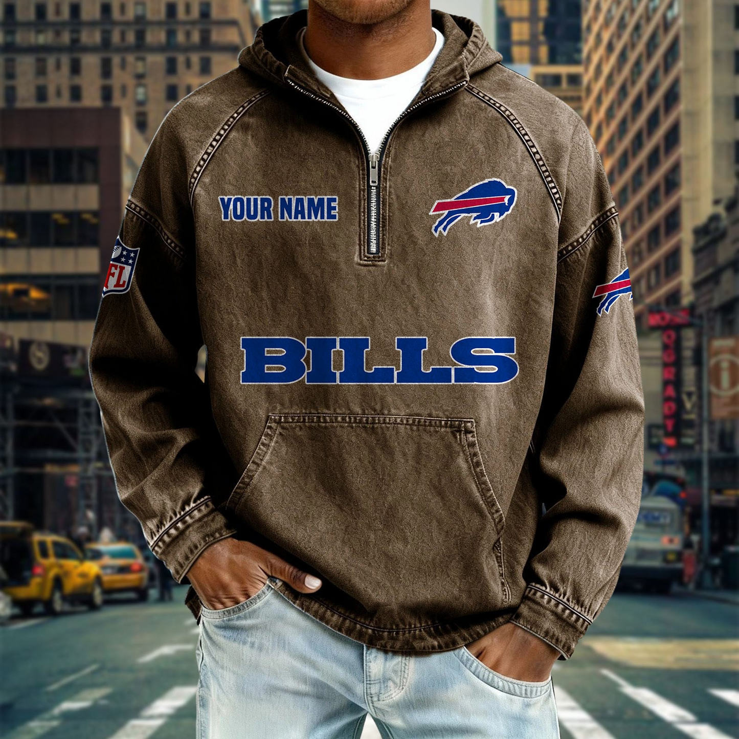 BB x NFL Denim Long - Sleeved Hooded Sweatshirt DDT NTL