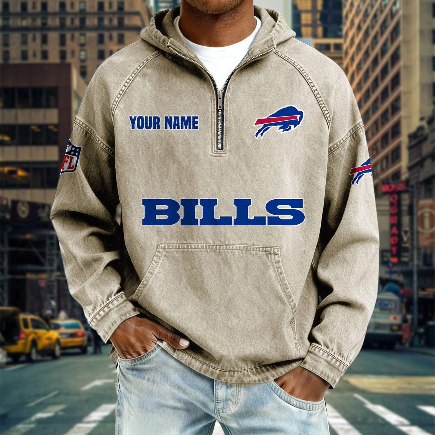 BB x NFL Denim Long - Sleeved Hooded Sweatshirt DDT NTL