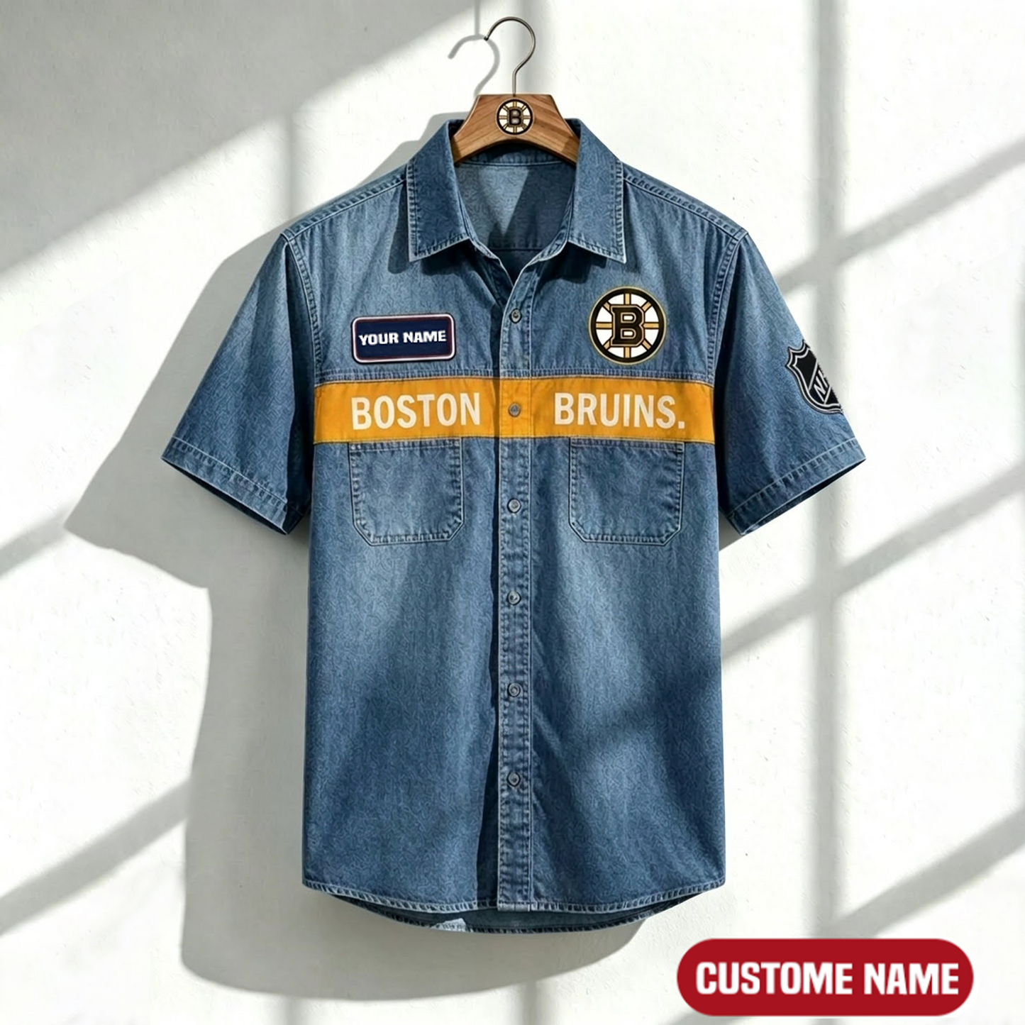 BB x NHL Print Denim Short-Sleeve Work Shirt 180526 DatND LBN