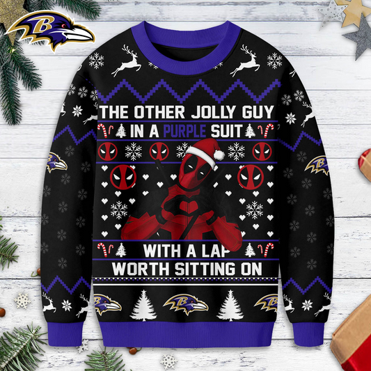 BR Premium NFL Deadpool Christmas Ugly Sweater DDT NTL