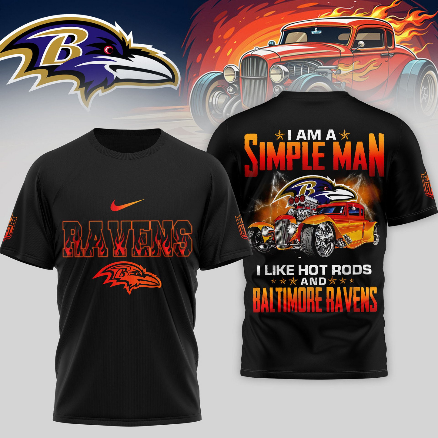BR Premium NFL Hot Rods 3D Shirt DDT HLPHUONG