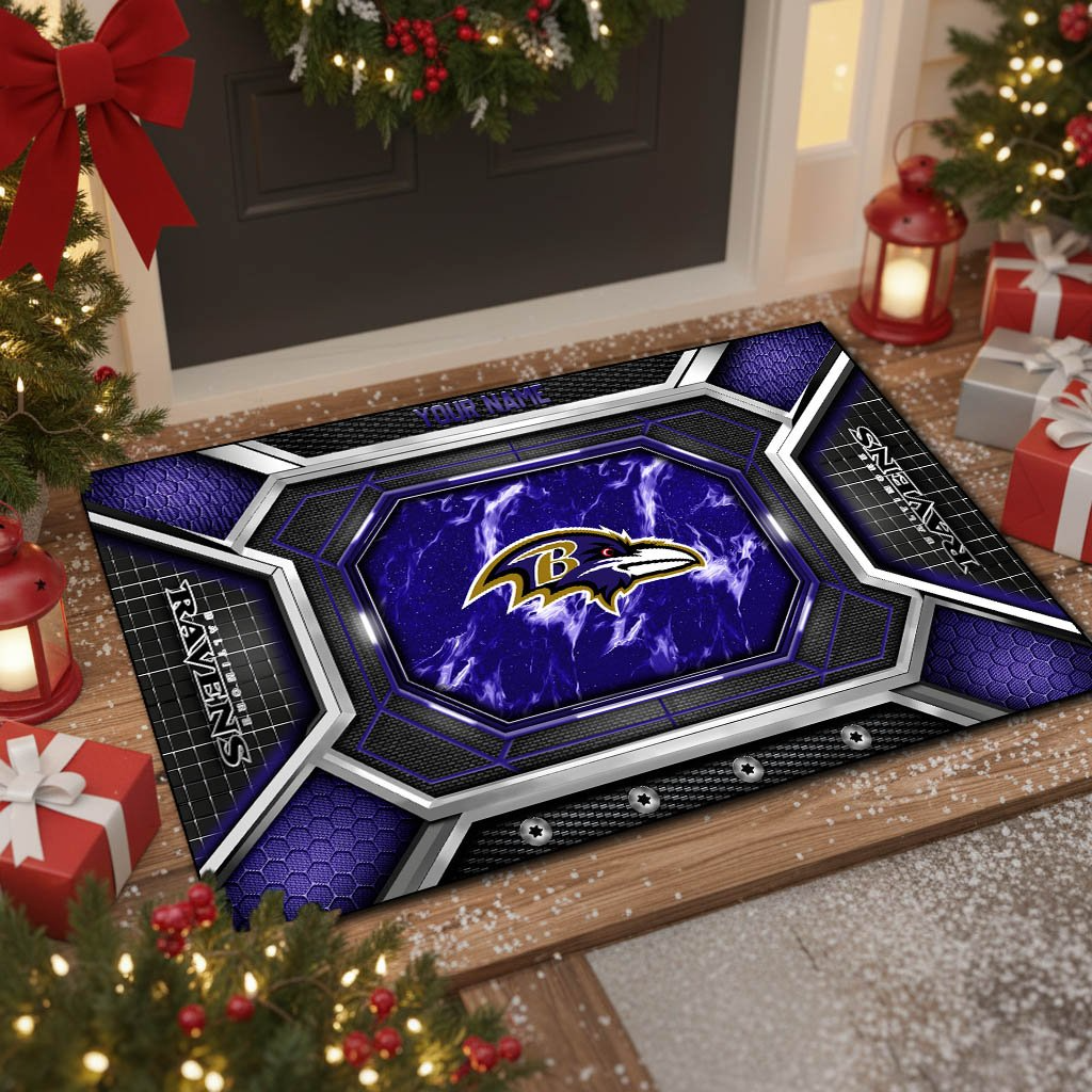 BR x NFL Personalized Sport Doormat, Gifts For Christmas DDT NTL
