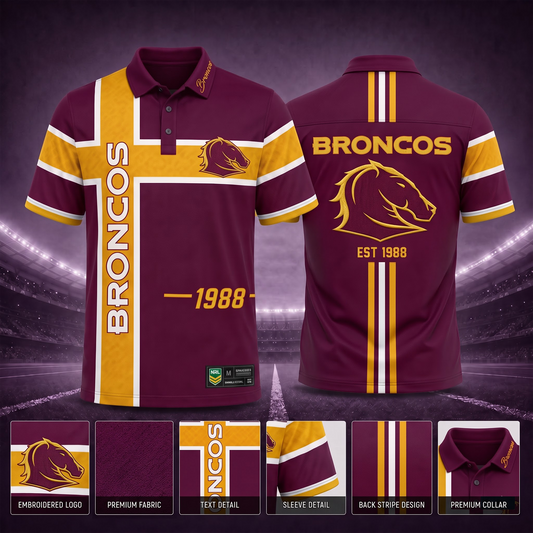 BRI X Premium NRL Men’s Sporty Cross Stripe Polo Shirt