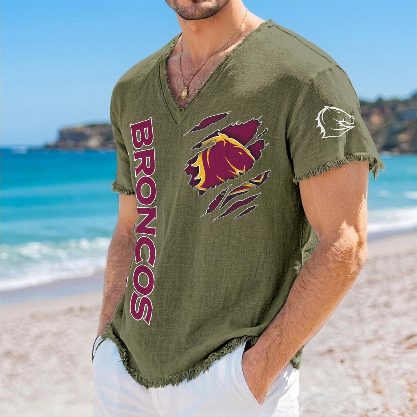 BRI x NRL V-Neck Linen Beach Shirt 1905 DatND DVT