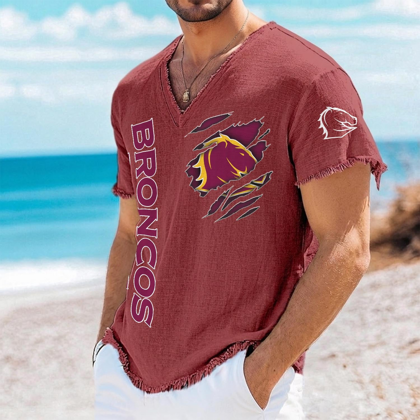 BRI x NRL V-Neck Linen Beach Shirt 1905 DatND DVT
