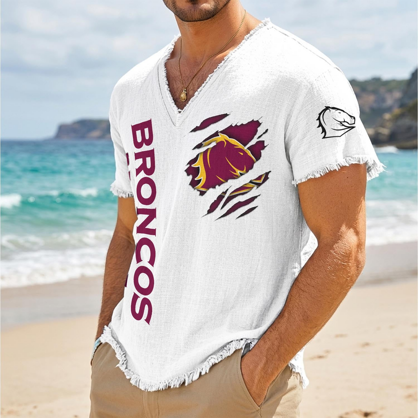 BRI x NRL V-Neck Linen Beach Shirt 1905 DatND DVT