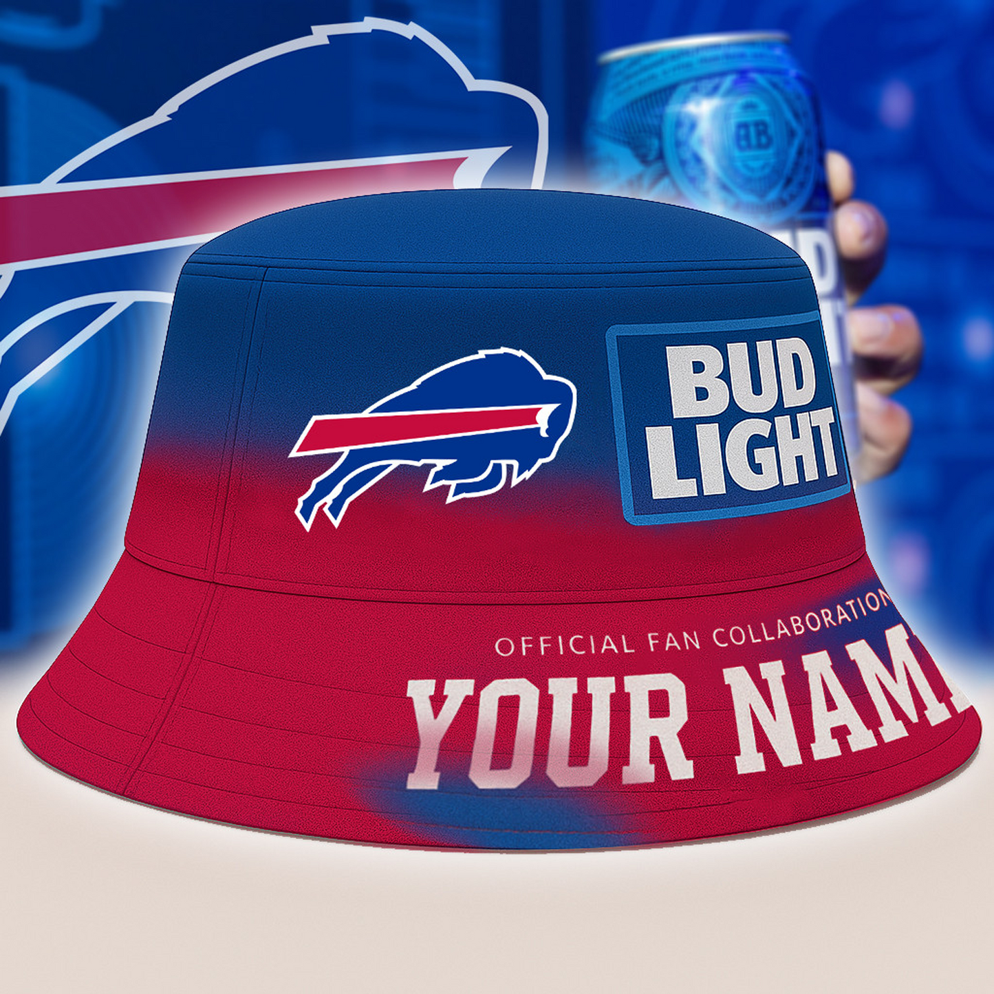 BUF x NFL Bud Light Personalized Bucket Hat DATND TANTD