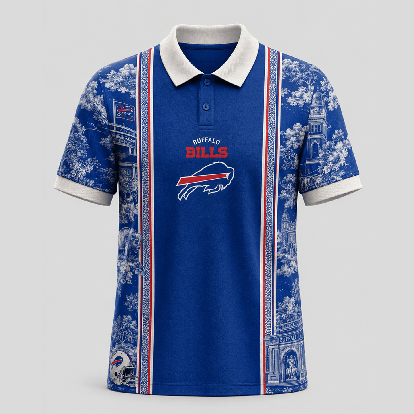 BUF x NFL Heritage Cityscape Polo Shirt for Loyal Fans