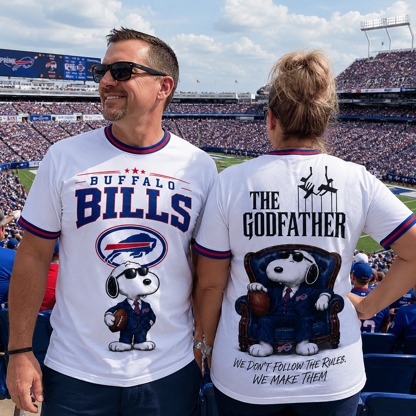 BUF x NFL Premium Funny Football Snoopy The Godfather Rule Maker Game Day 3D Shirt 0307