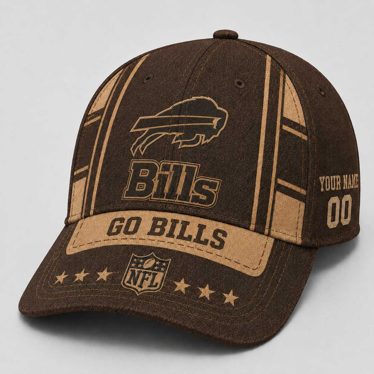 BUF x NFL Premium Vintage Leather Personalized Cap for Loyal Fans