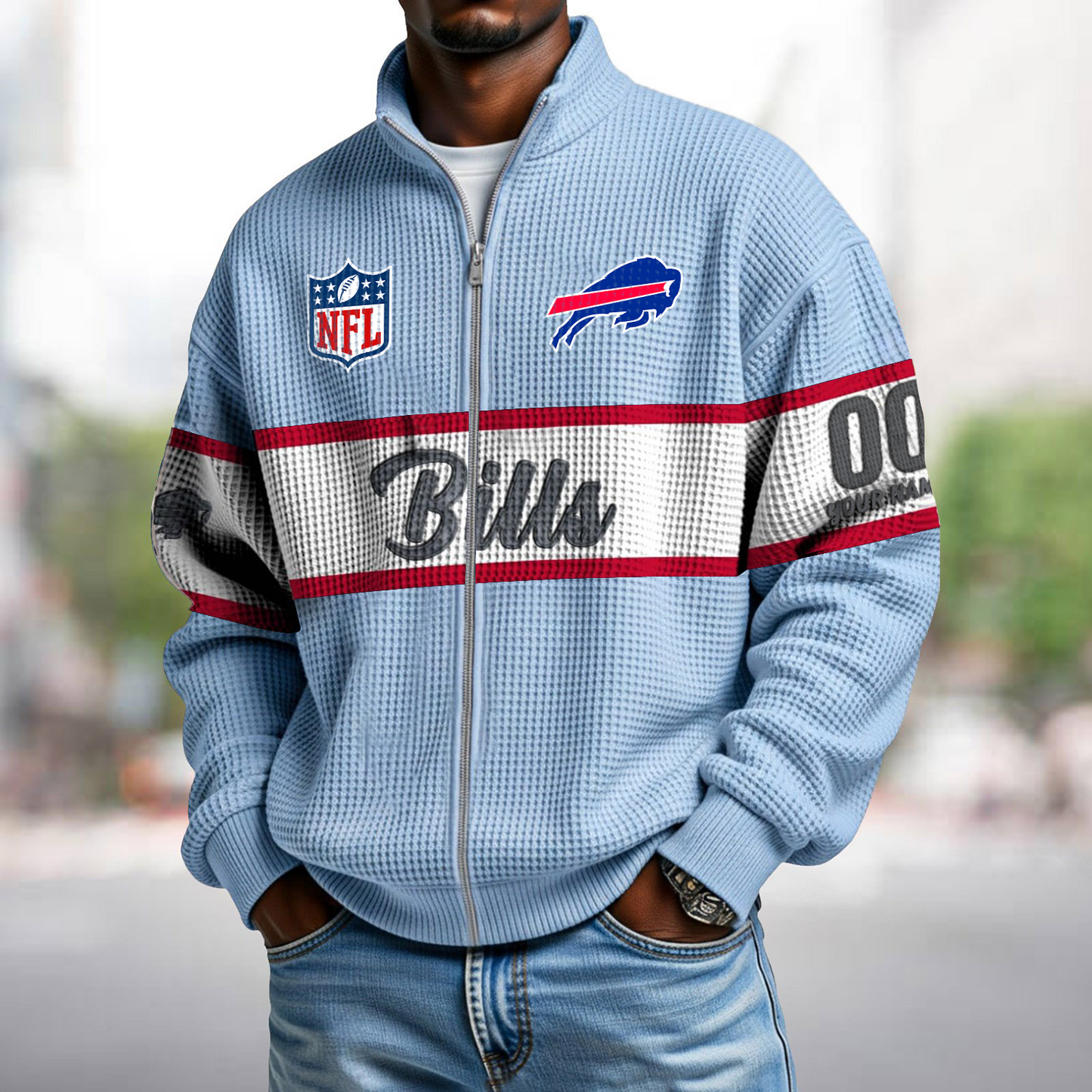 BUF x NFL Waffle Zip-Up Sweatshirt DATND TANTD