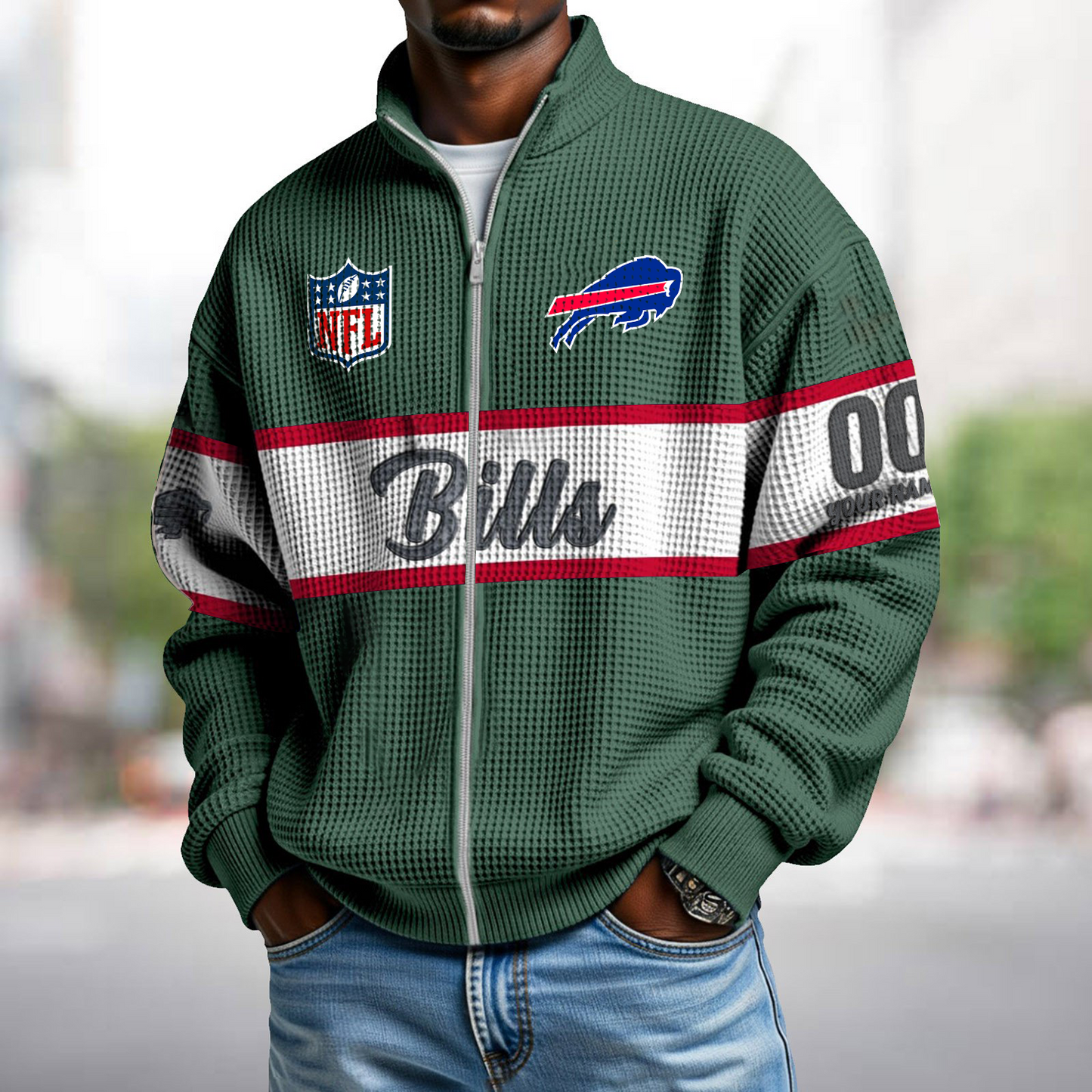 BUF x NFL Waffle Zip-Up Sweatshirt DATND TANTD