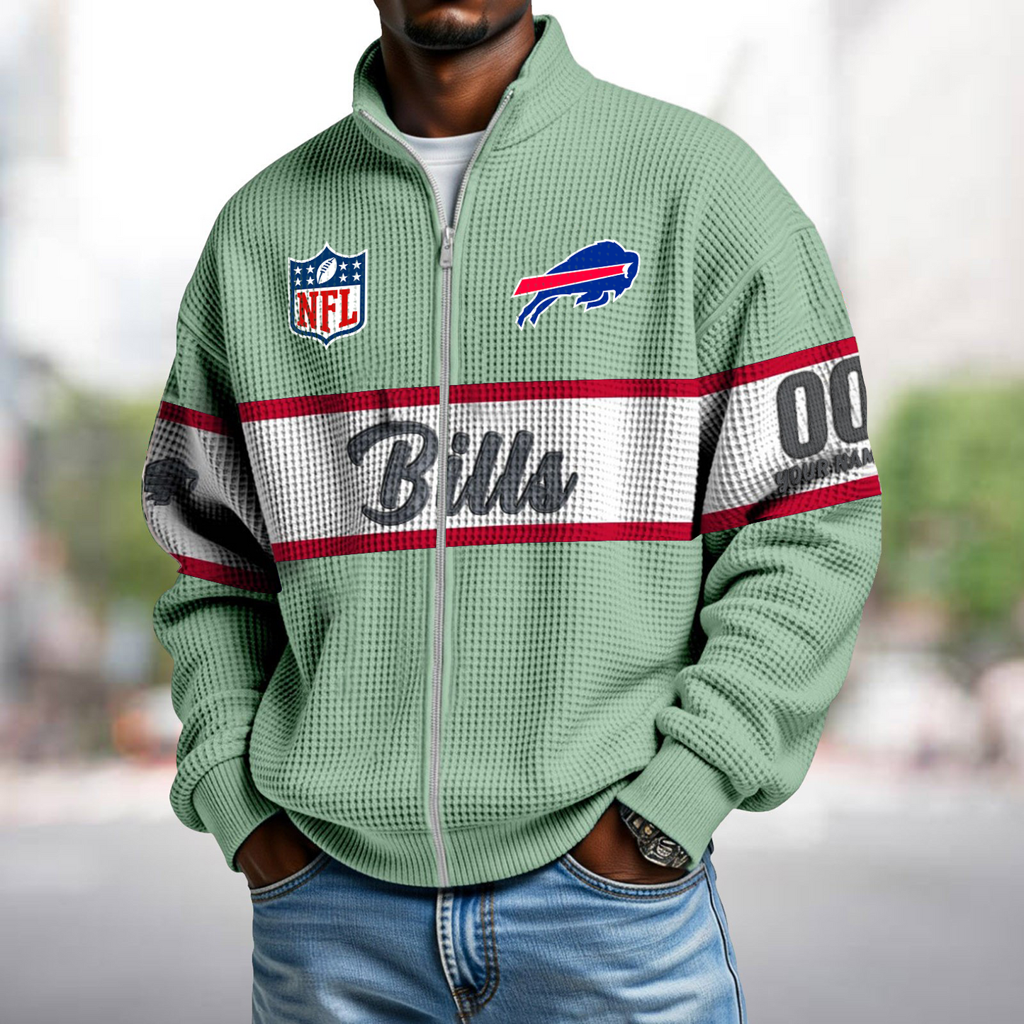 BUF x NFL Waffle Zip-Up Sweatshirt DATND TANTD
