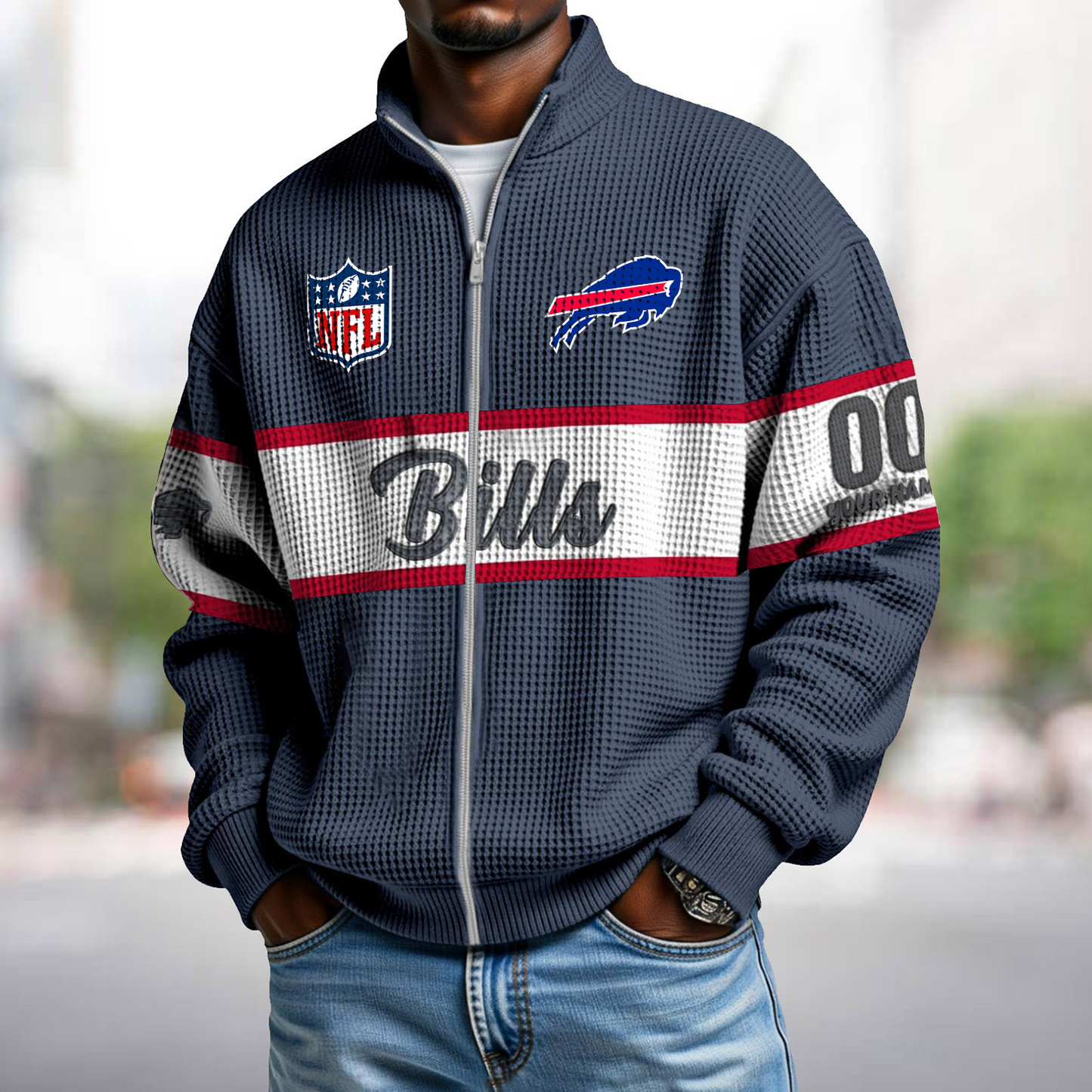 BUF x NFL Waffle Zip-Up Sweatshirt DATND TANTD