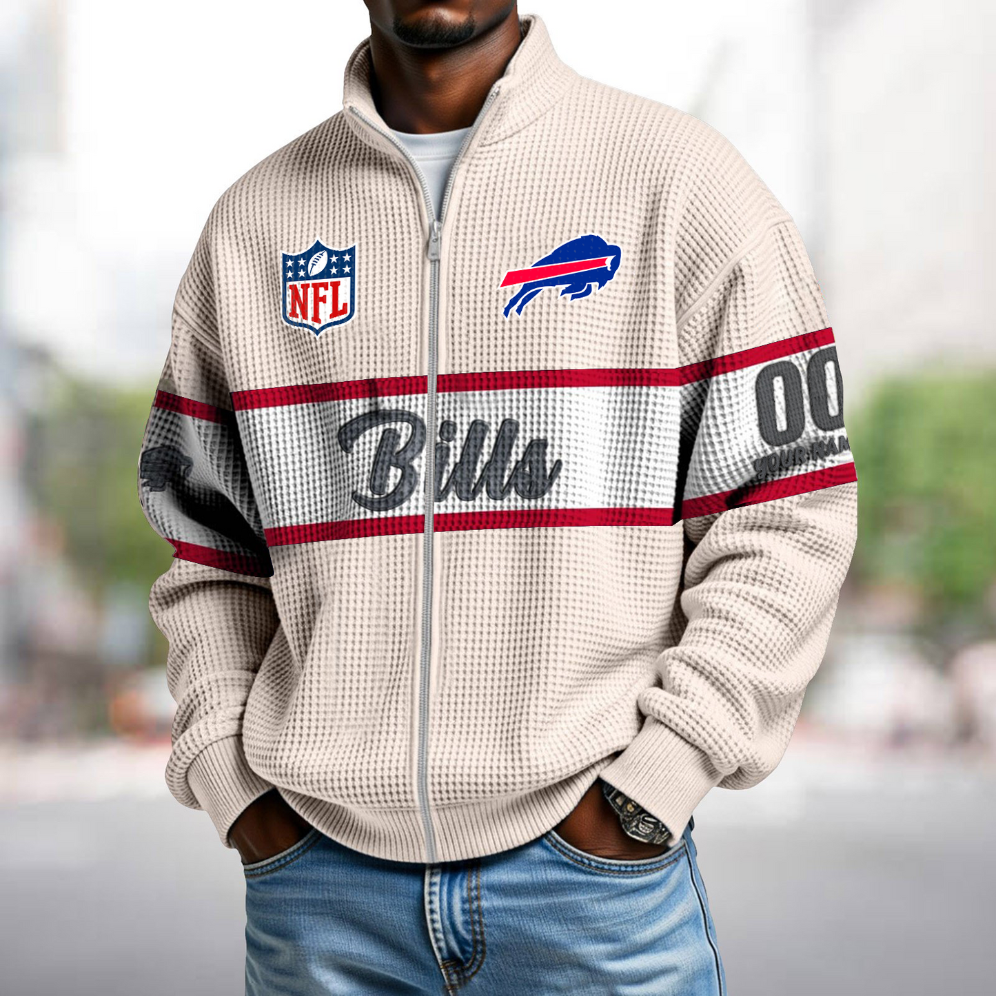 BUF x NFL Waffle Zip-Up Sweatshirt DATND TANTD
