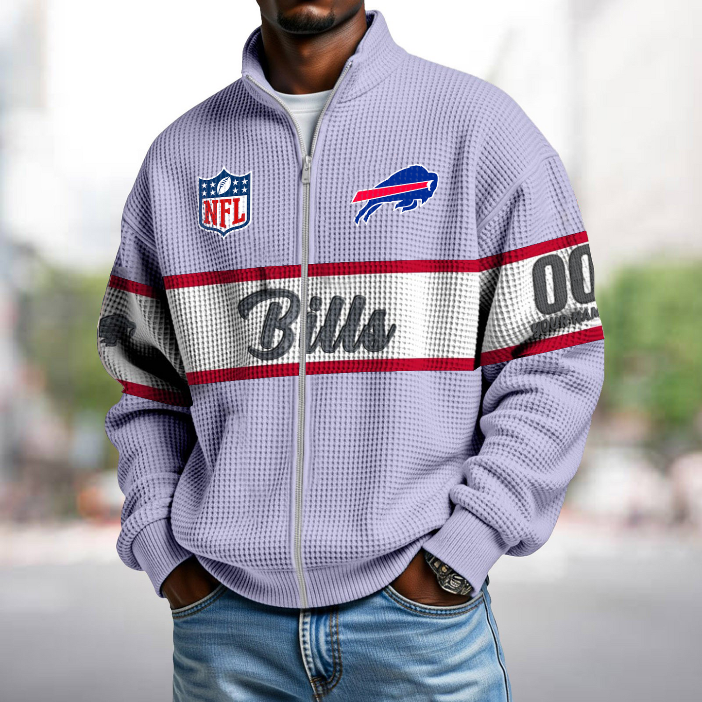 BUF x NFL Waffle Zip-Up Sweatshirt DATND TANTD