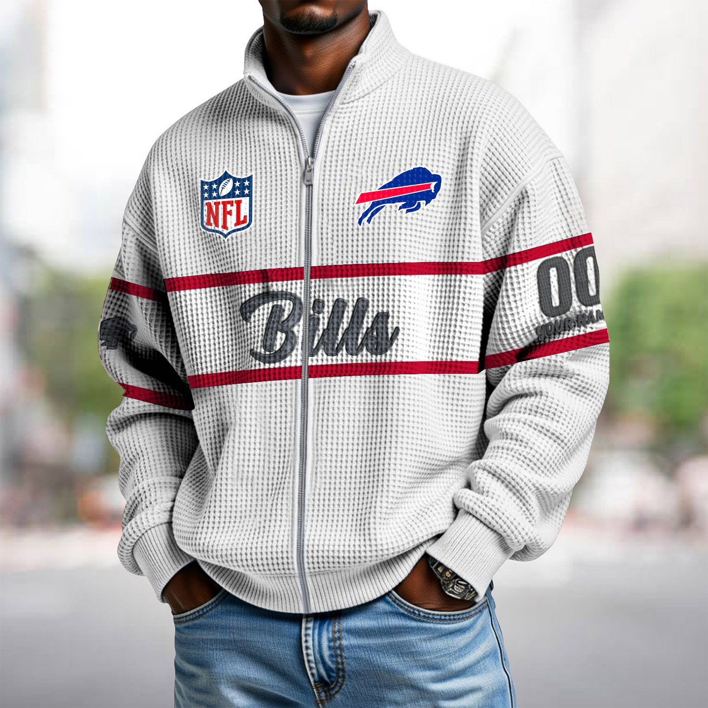BUF x NFL Waffle Zip-Up Sweatshirt DATND TANTD